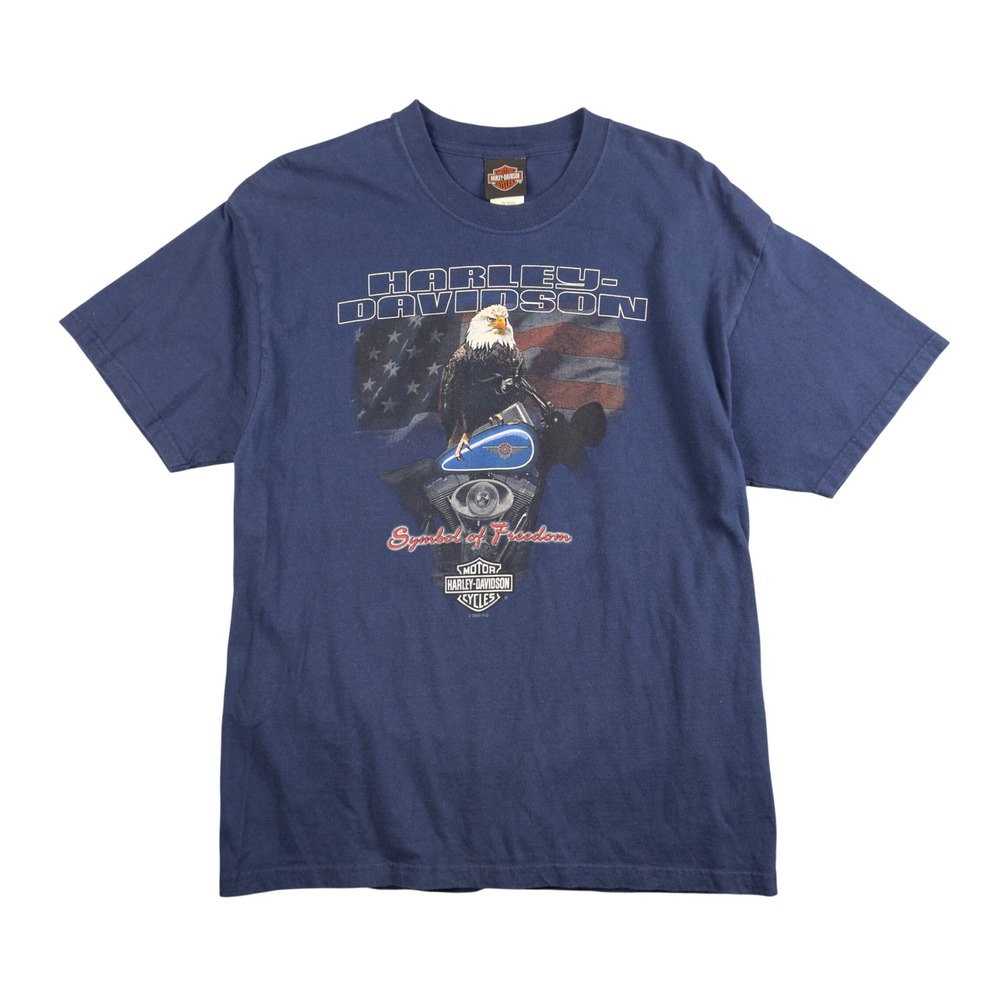 Vtg Harley Davidson‎ Macon Georgia Eagle Graphic T-Shirt USA Men's L Blue 2003